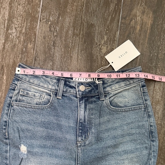 Cello Medium Blue Distressed High Rise straight Jeans - Picture 4 of 10